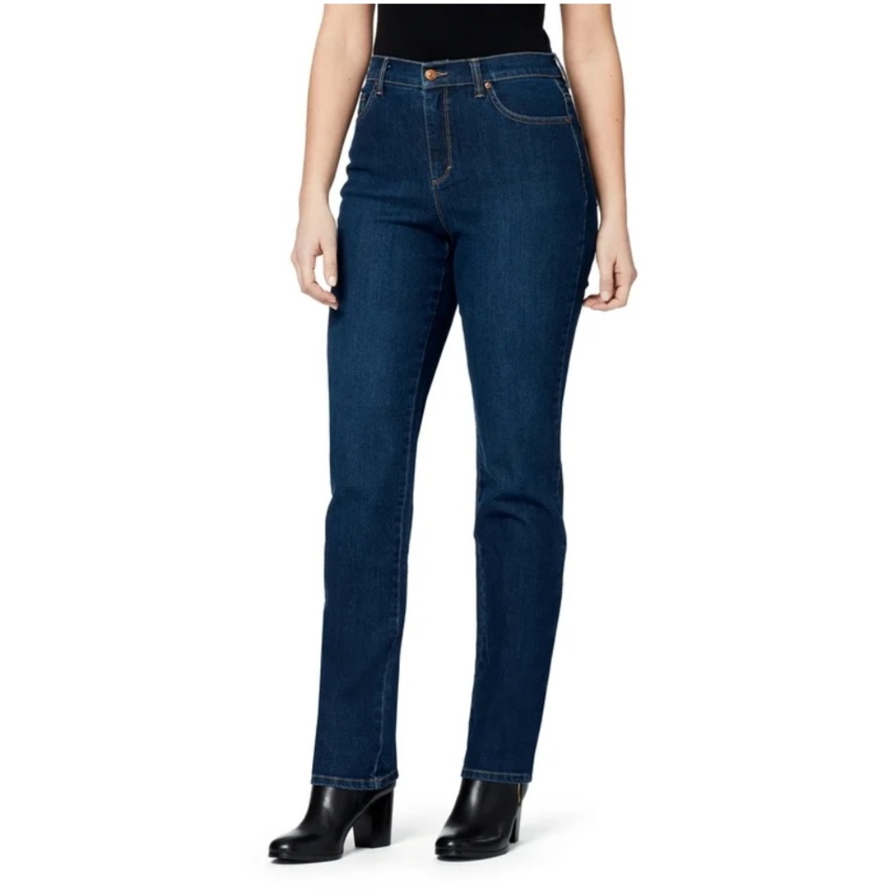GLORIA VANDERBILT Dark Wash Blue Denim Straight Leg Size 12 Jeans